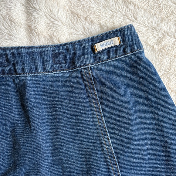 Brandy Melville Mini Denim A-Line Skirt Button Down Front Size 24 - Picture 3 of 7
